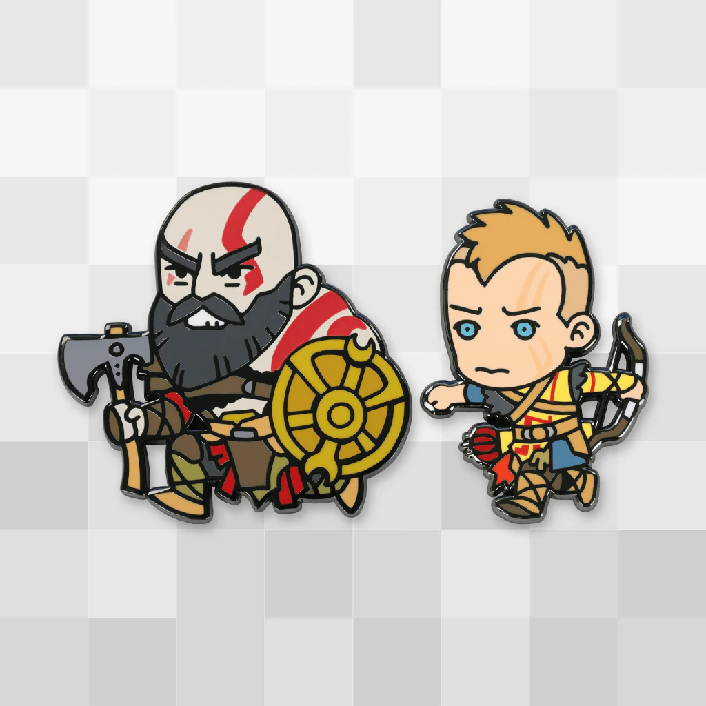 Kratos and Atreus Chibi Pin Set